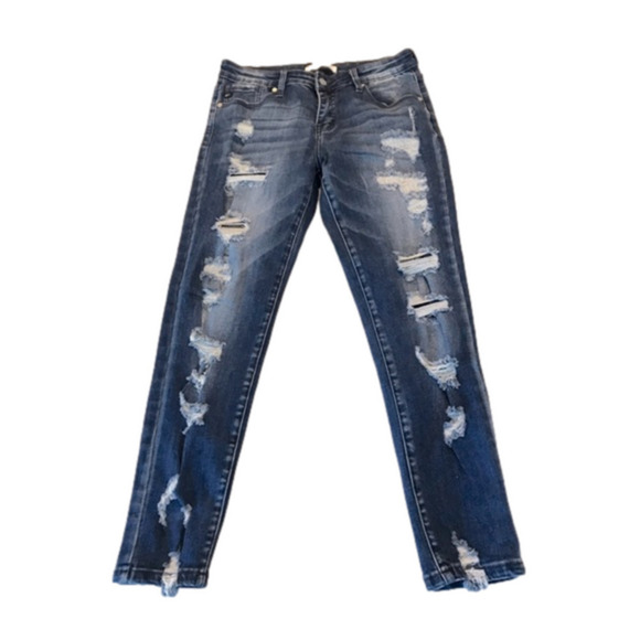 KanCan Los Angeles ESTILO #KC6365D Distressed Dark Blue Mid RiseJeans 11/29 - Picture 3 of 13